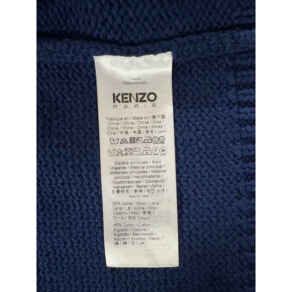Kenzo Paris Logo Patch wool varsity Cardigan sz L color blue NWT mspr $595 - Picture 7 of 10